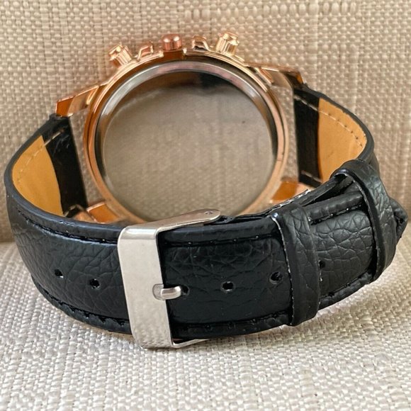 Geneva Unisex Wristwatch Fashion Gold Tone Case Quartz Watch - Picture 7 of 8